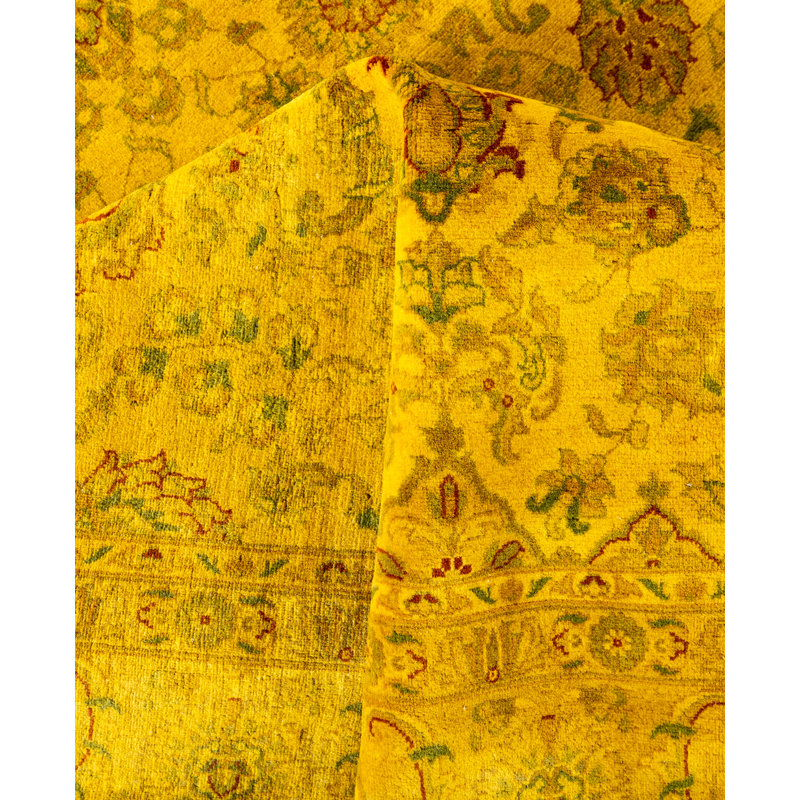 Overdyed Hand-Knotted Wool Modern-Contemporary Yellow Area Rug 6' 1" x 6' 1"