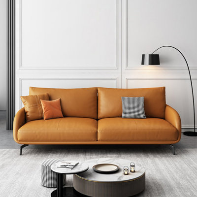 Orange Genuine Leather Standard Sofa cushion Loveseat