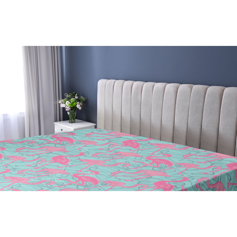 Drap-housse tropical Ambesonne à motif boho flamant rose écume de mer