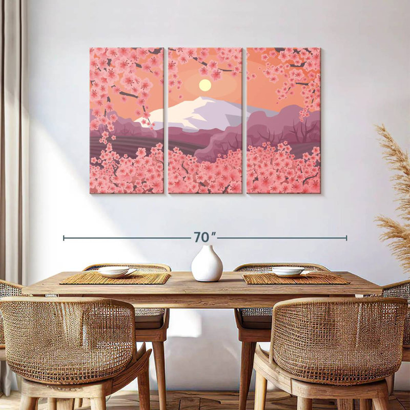 Harnek Japan Cherry Blossom Landscape, 36" H x 57" W