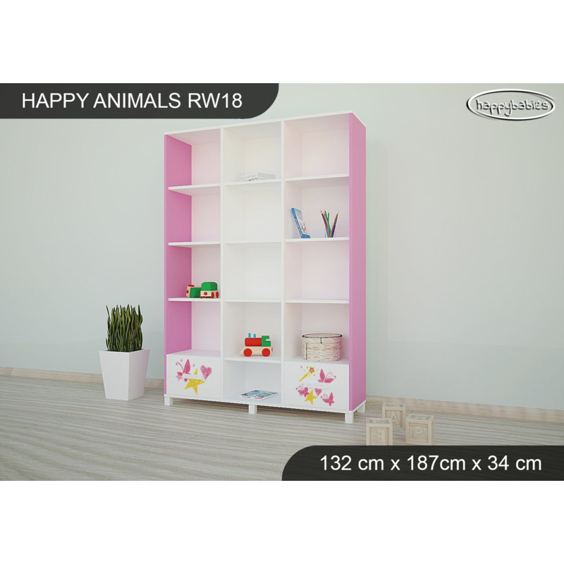 187cm H X 132cm W Kids Bookcase, Pink