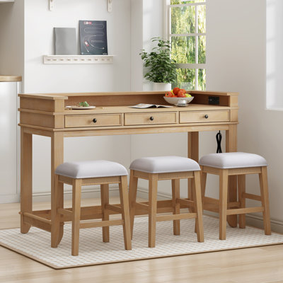 Ensemble de table de salle à manger avec 3 tiroirs de rangement, idéal pour les petits espaces et la vie moderne