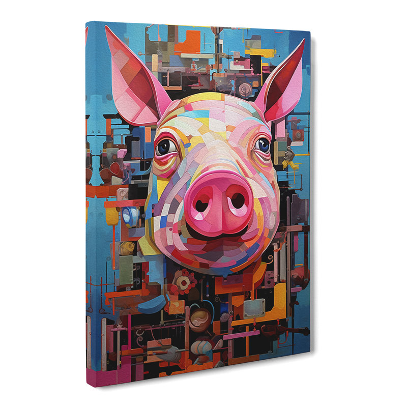 Pig Constructivism - Wrapped Canvas, 60cm H x 40cm W x 3cm D