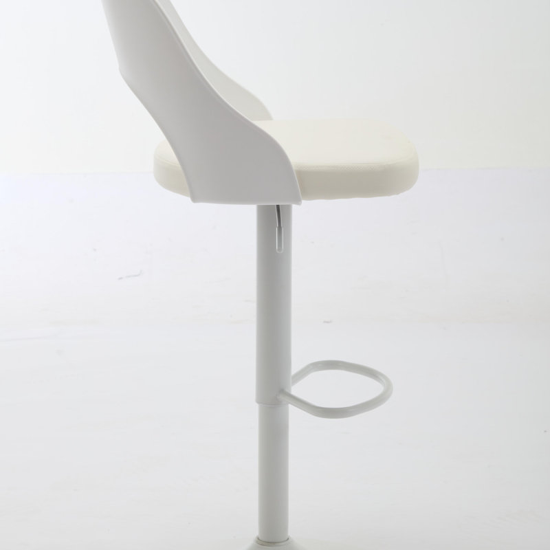 Counter Height Bar Stools with Backrest, White Seat/White Frame