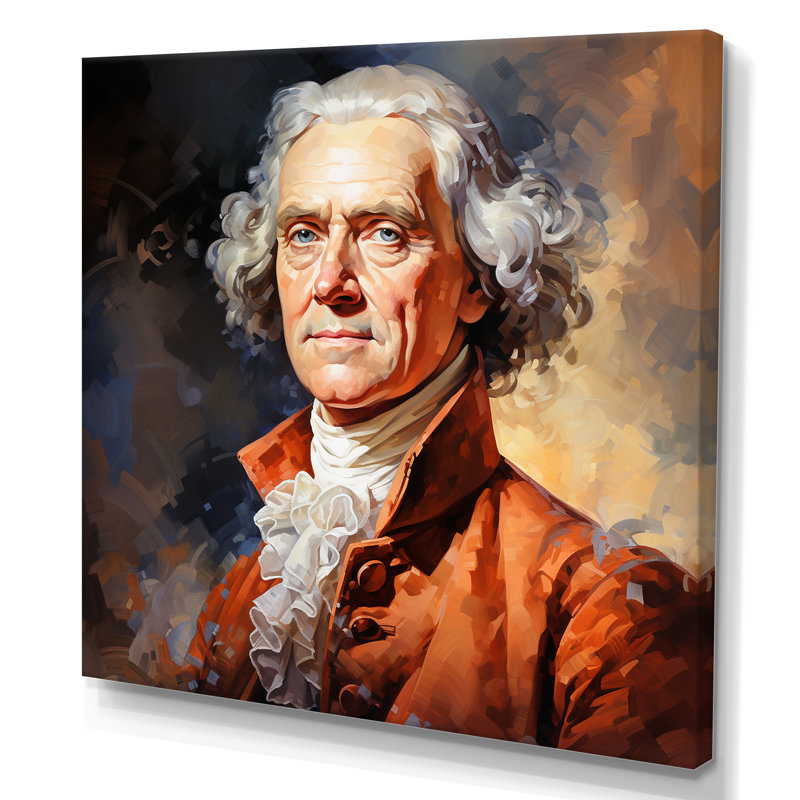 Portrait rétro de Thomas Jefferson III - président / art mural politique, H 16 po x l 16 po