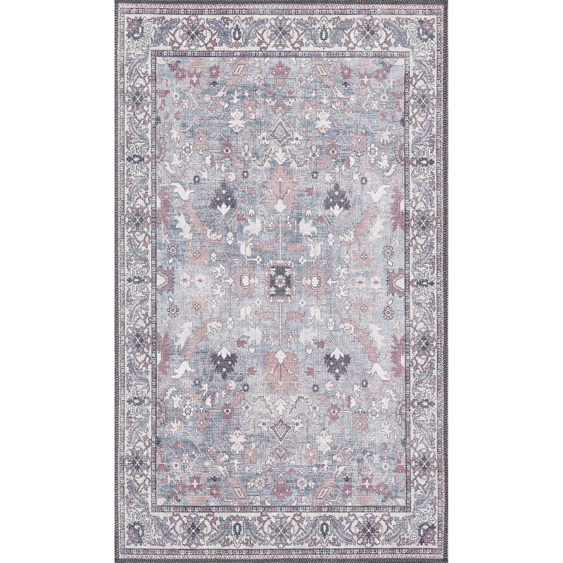Tapis vintage lavable à la machine Zehorit pour salon, tapis de couloir et tapis d'entrée, Rectangle 2 pi 11 po x 4 pi 11 po