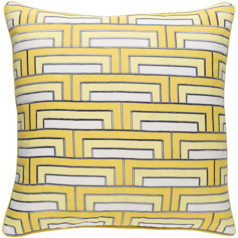 Geometric Throw Pillow, 22" H x 22" W x 4" D, Sunflower/Ivory/Charcoal