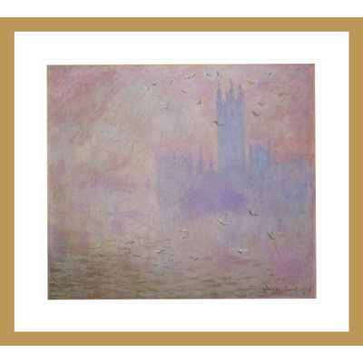 Les maisons du Parlement, mouettes par Claude Monet, impression giclée sur cadre