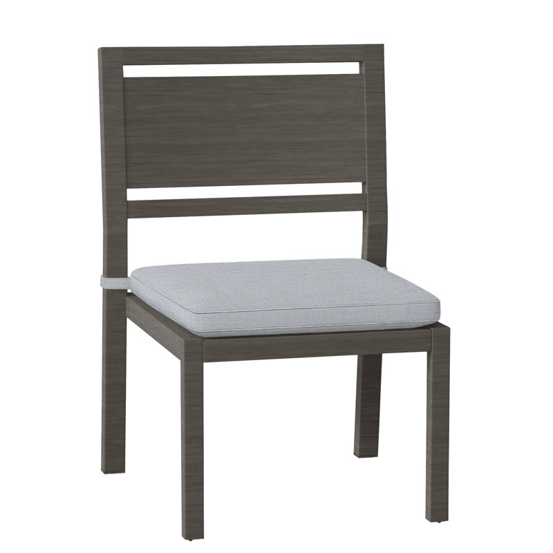 Avondale Patio Dining Side Chair with Cushions, Slate Grey, Welt, Linen Chambray