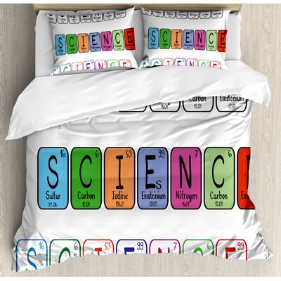 Periodic Table Science Letterings with Capital Elements School Students Chemistry Lovers Duvet Cover Set -  Ambesonne, nev_33450_king