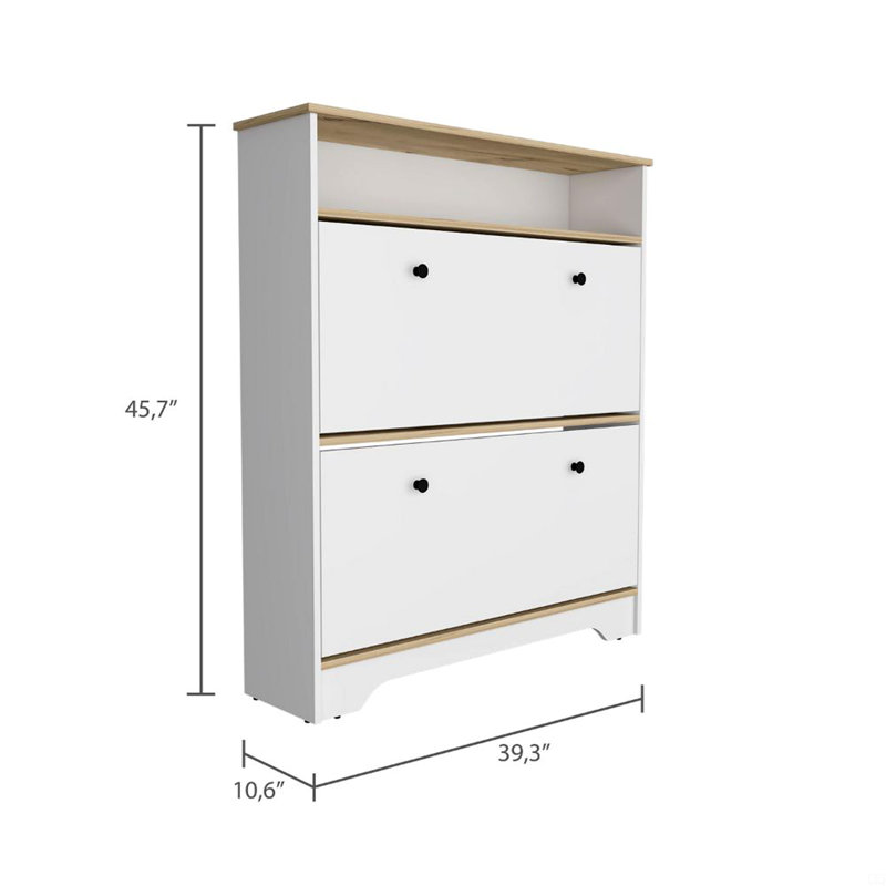 2-Shelf Shoe Rack, White