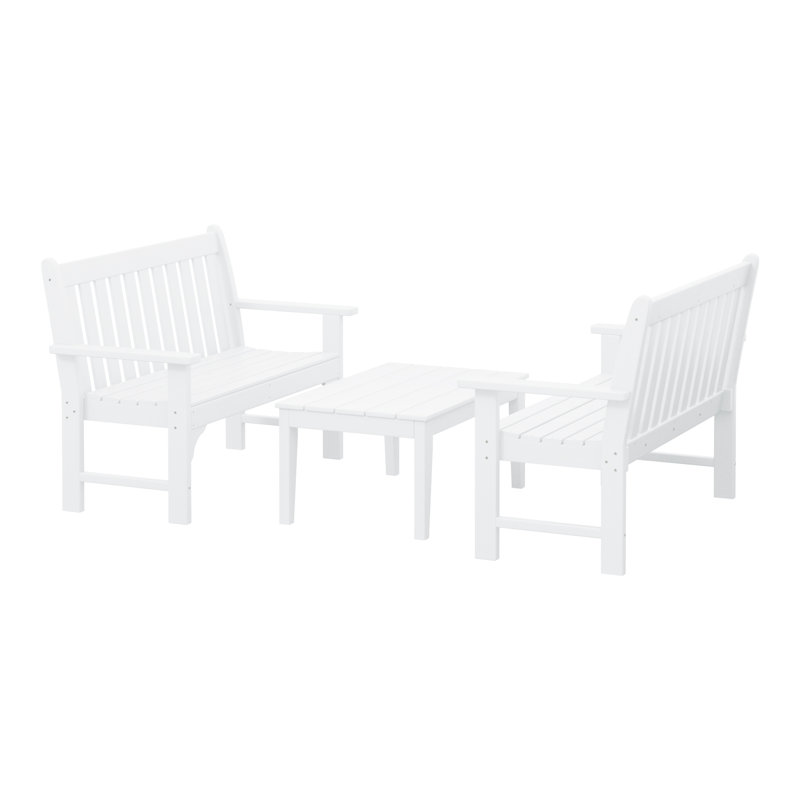 Banc 3 pièces avec table basse Laguna Poly, Blanc