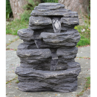 Weather Resistant Rock Fountain with Light