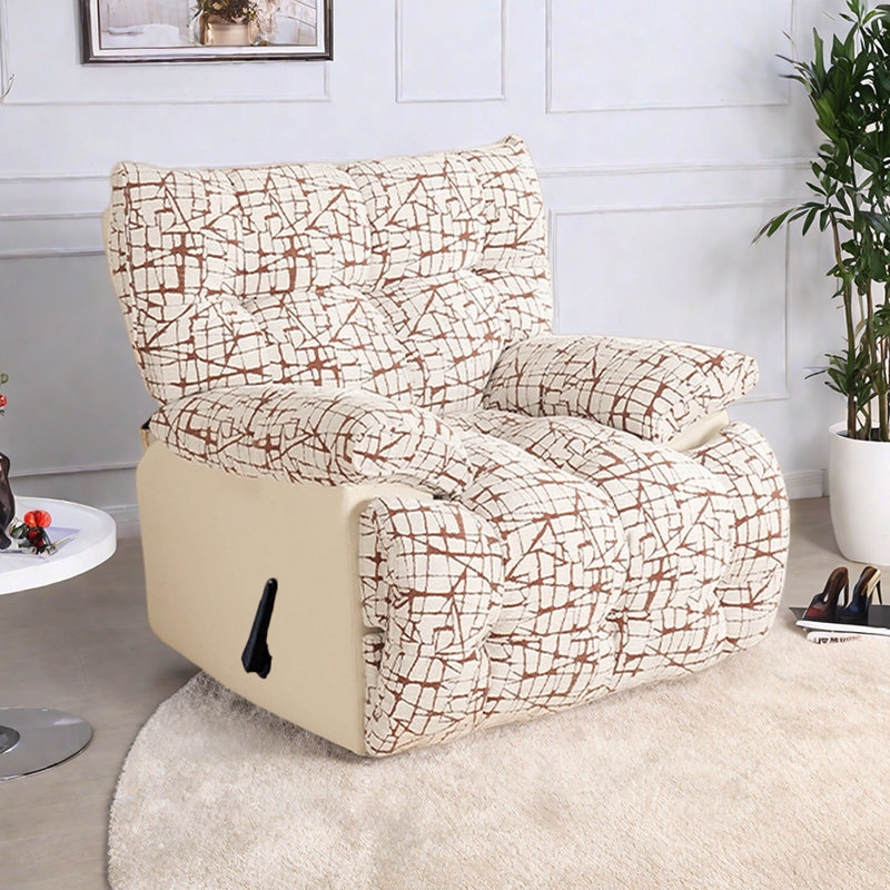 Modern Multi-functional Jacquard Chenille Recliner, Red/White