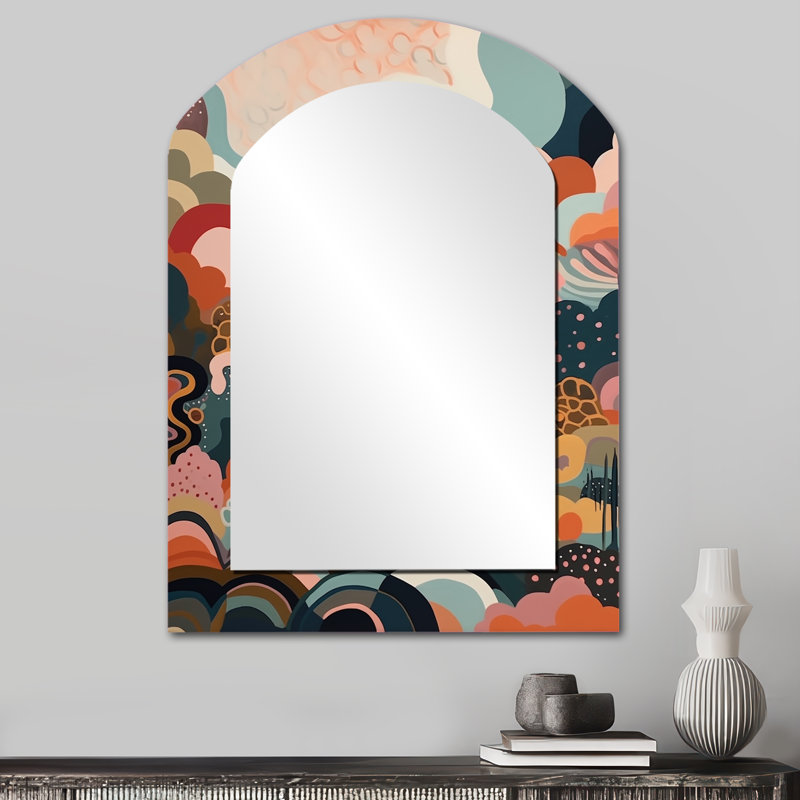 Rose vert, Minimalims Explosion II - minimalisme, grand miroir mural asymétrique, 34 po x 25 po