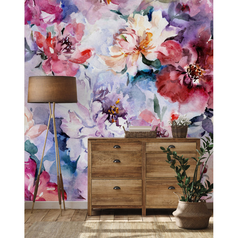 Austie Floral Wall Mural, 8.34" L x 100" W, Vinyl