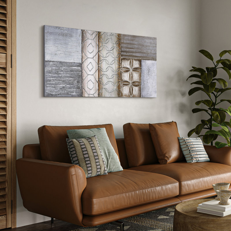 "Stacked 1", art mural sur toile métallique texturé peint à la main par Martin Edwards