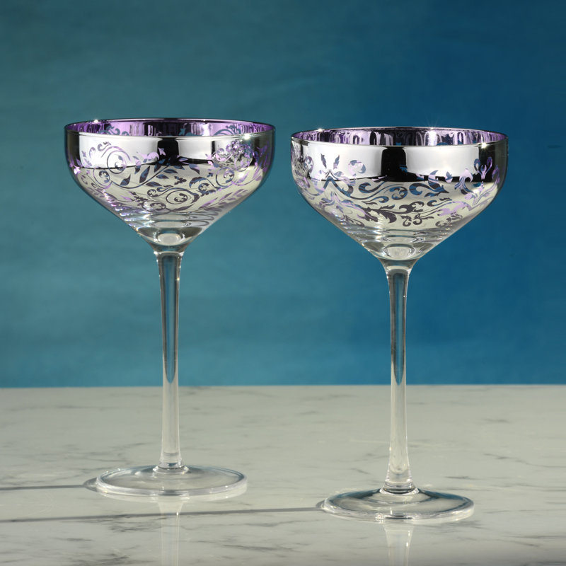 Filigree Champagne Saucers Lilac