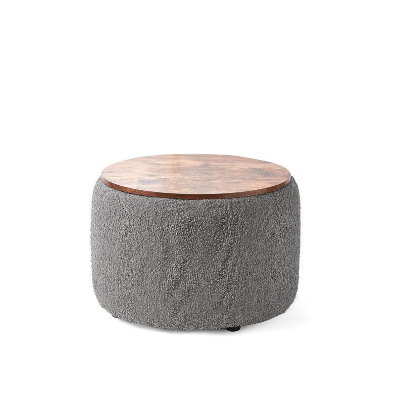 2East Upholstered Ottoman, Black/Gray