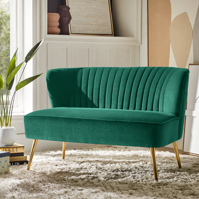 Euclid 47" Velvet 2-Seat Armless Loveseat, Green