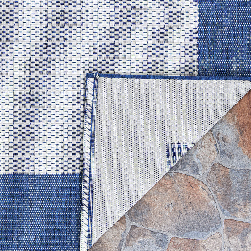 Tapis bleu / ivoire tissé à la machine Arla, Tapis de couloir 2 pi 3 po x 11 pi 9 po