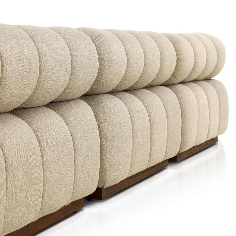 Martinique 109.5" Wide Patio Sectional, Hayes Cream Cushion/Stained Saddle Frame, Symmetrical