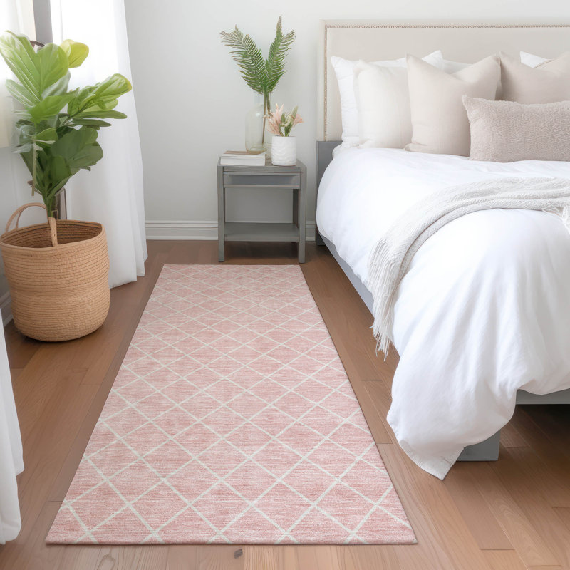 Premium Machine Washable Prisco Pink Rug, Runner 2'3" x 7'6"