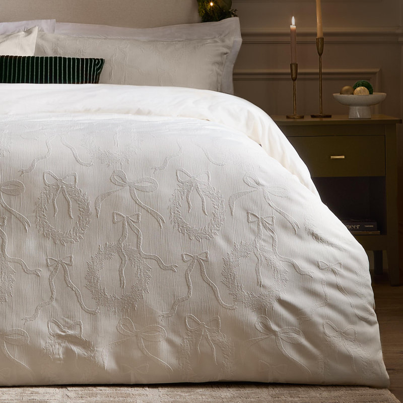 Winter Wreath Jacquard Duvet Cover Set, King Size Bed Duvet Cover + 2 Pillowcases
