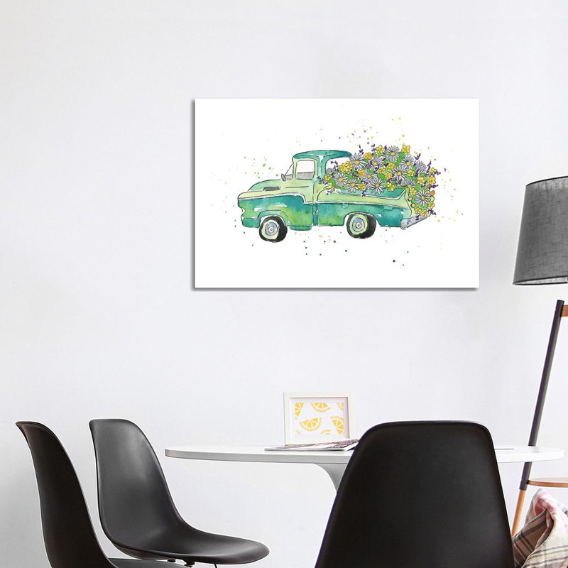Flower Truck II by Catherine McGuire - Wrapped Canvas Painting, 66.04cm H x 101.6cm W x 1.91cm D