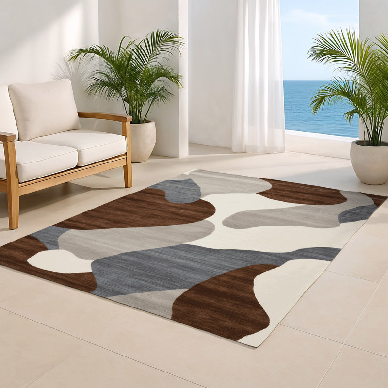 Watercolor Gray Indoor and Outdoor Area Rug, Rectangle 4' x 6'