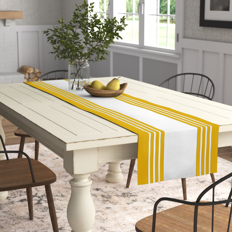 Chemin de table Doster, 90 po x 16 po, Géomestrique 6, Jaune