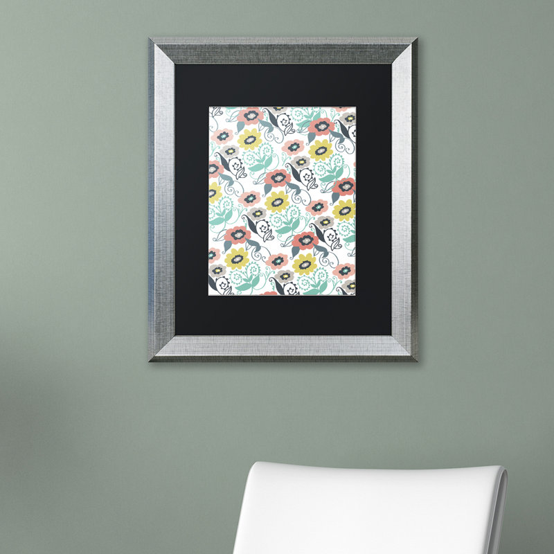 Arzel «Suzani Floral», reproduction d'impression encadrée, Noir, H 20 po x l 16 po x P 0,5 po, Cadre brun