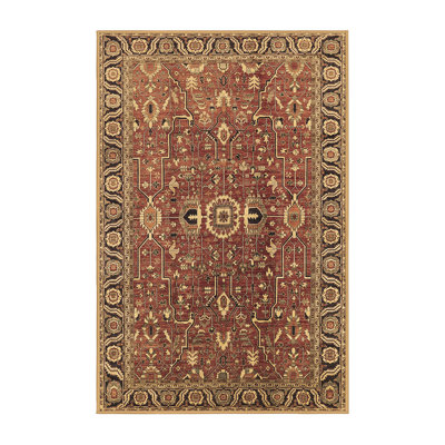 Tapis oriental brun / noir tissé à la machine Doen