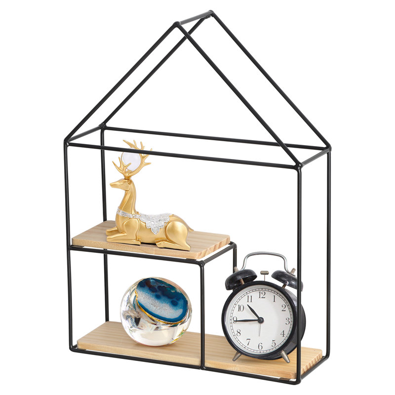 2 Piece Floating Shelf, Black/Brown
