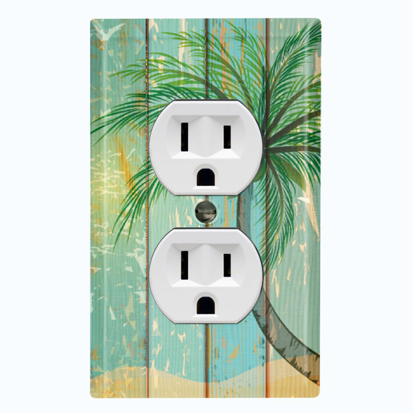 WorldAcc Palm Tree Green Fence Nature Themed 1 - Gang Duplex Outlet ...