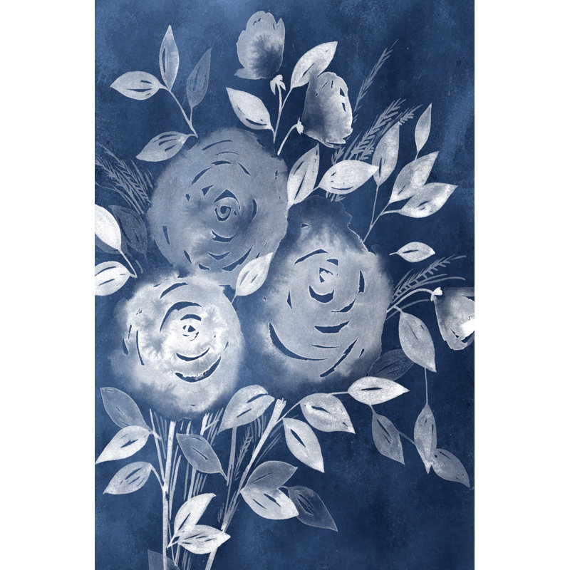 Cyanotype Roses I by Grace Popp - Wrapped Canvas Painting, 46cm H x 30cm W x 3.8cm D