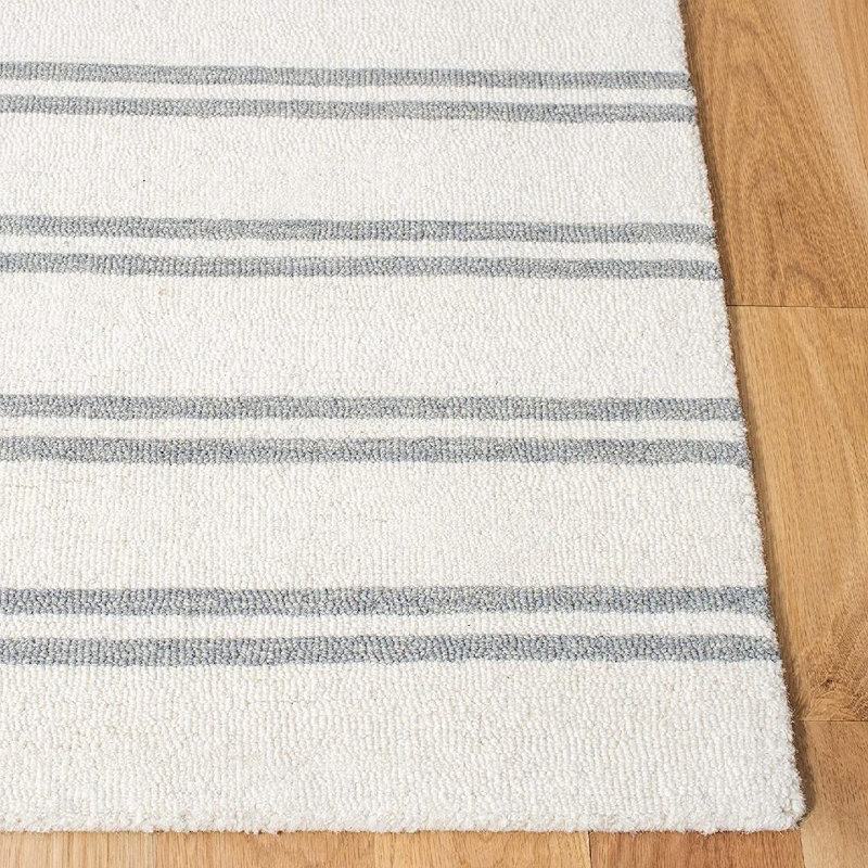 Mataram Hand Tufted Wool And Cotton With Latex Striped Rug, Rectangle 5' x 8'