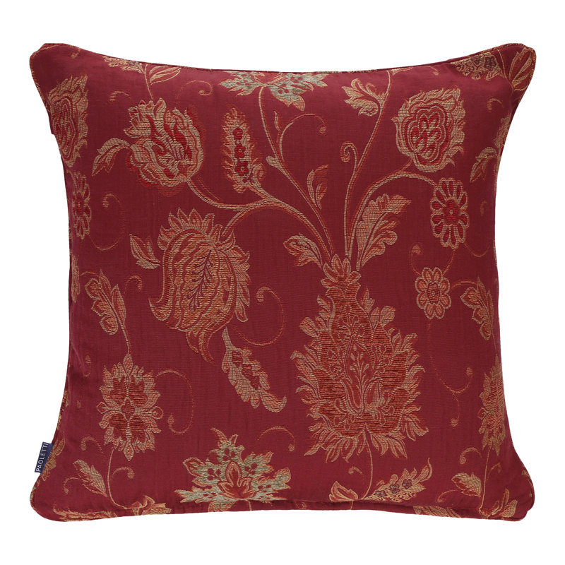 Floral Jacquard Polyester Filled Cushion, Burgundy, 55 x 55cm