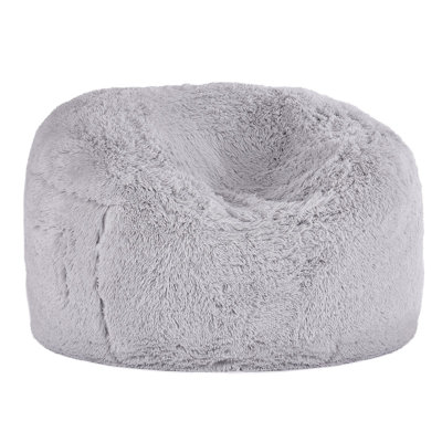 Bean Bag Bed Chair, Convertible Chair From Beanbag To Lounge Or Mattress, Gaint Bean Bag Chair Bed With Washable Cover For Adults, Fluffy Plush, Foam Filling And Side Pocket, Grey(Full Size)