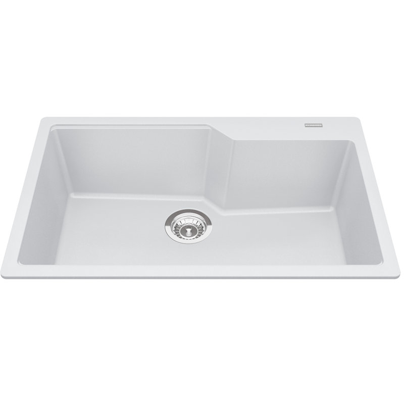 Évier de cuisine encastrable 31 po x l 20 po avec crépine, Blanc polaire