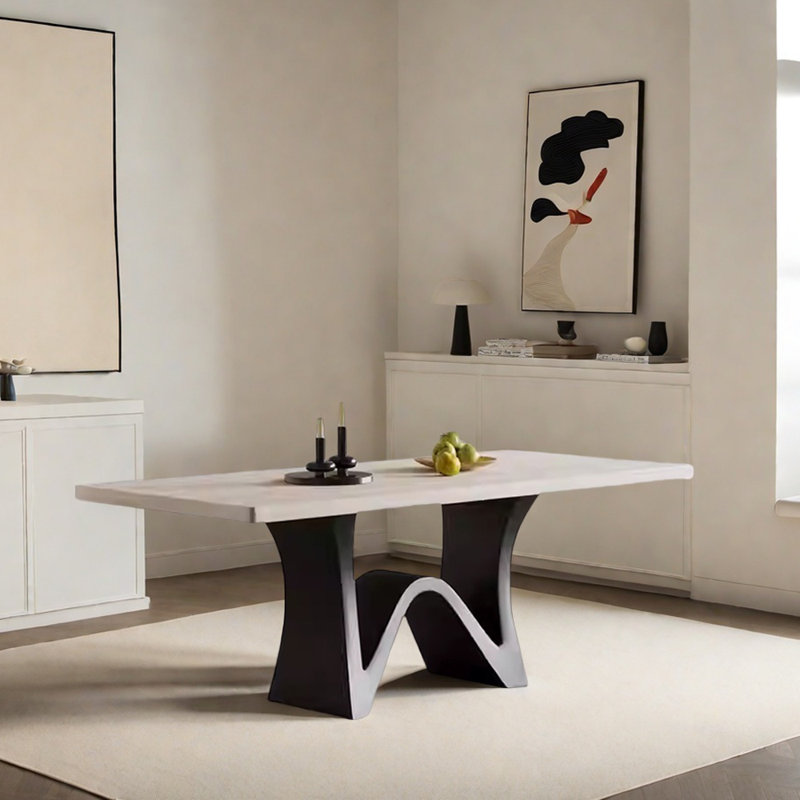 Modern Light Luxury Rock Slab Rectangular Table, 30.7"H x 62.99"L x 31.49"W