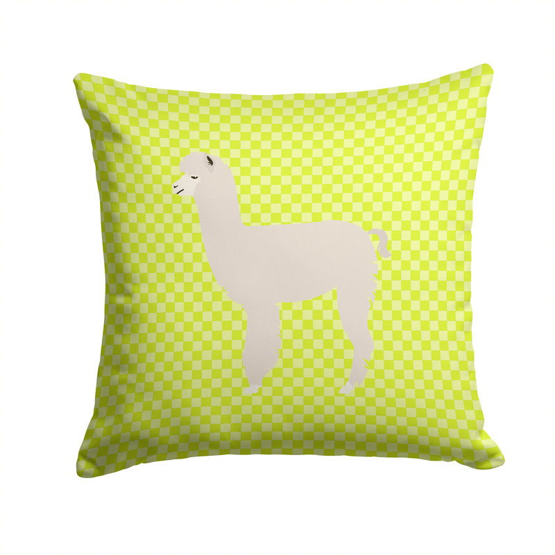Coussin décoratif extérieur à carreaux alpaca, Vert, 14 po x 14 po