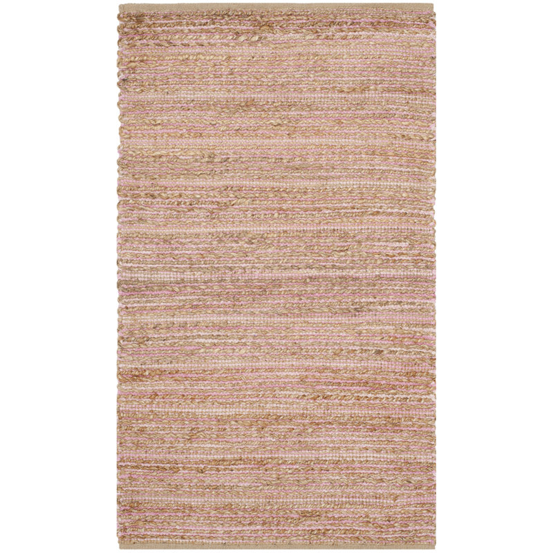 Doleman Hand Woven Jute/Cotton Solid Color Rug in Light Pink, Rectangle 2' x 3'