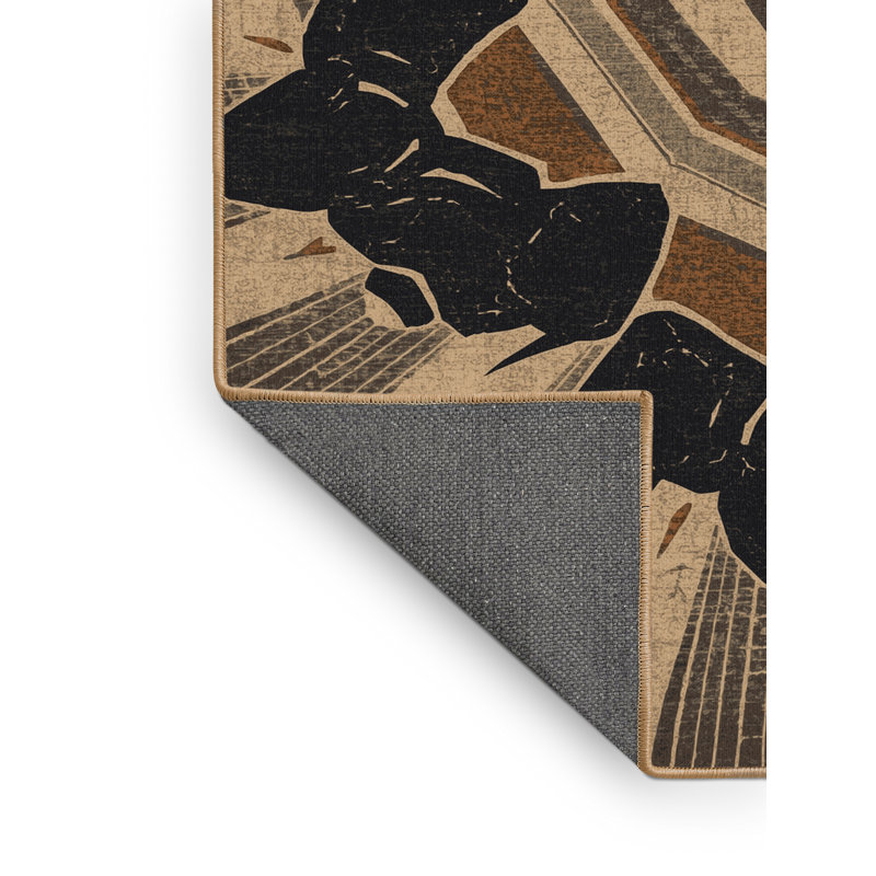 Tapis moelleux et moelleux à motif géométrique rustique Ellman Rugby Scrum - brun clair, 8 x 10