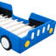 Lit plateforme simple bleu dans le style de voiture de course avec roues, assurant et confortant les roues en forme de voiture bleues, créant un espace de sommeil confortable et élégant-1794804321