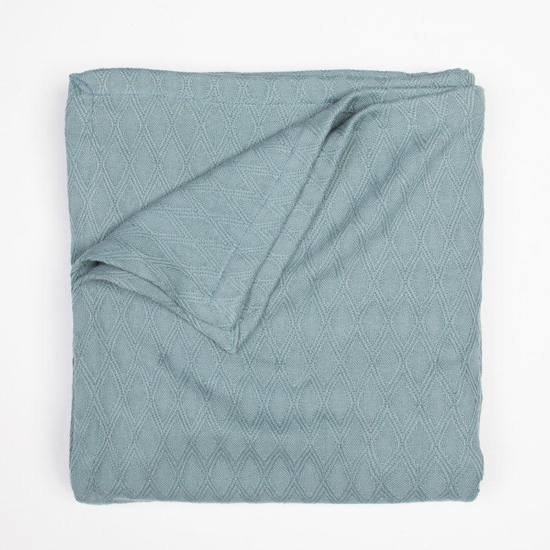 Couverture en mélange de coton eucalyptus, Simple, Bleu sarcelle