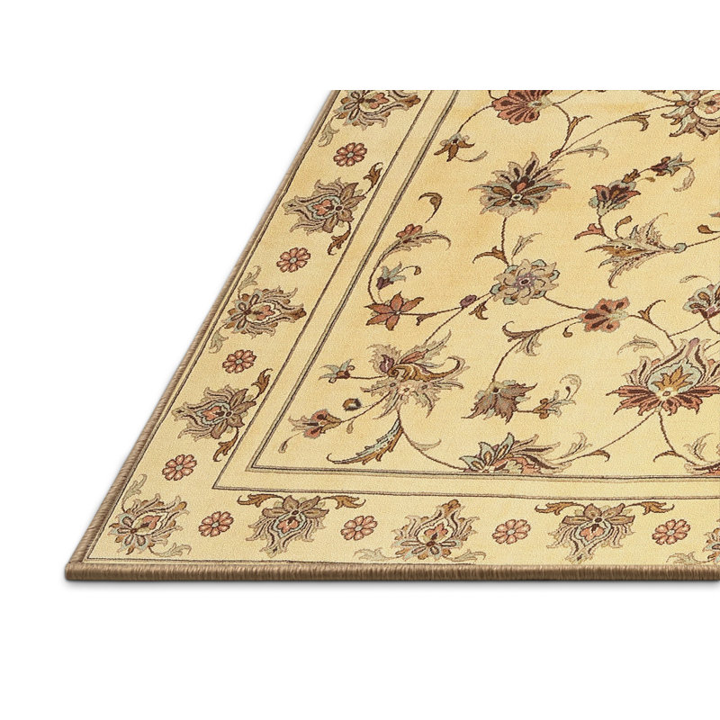Tapis jaune/gris contemporain, Rectangle 5 pi x 7 pi