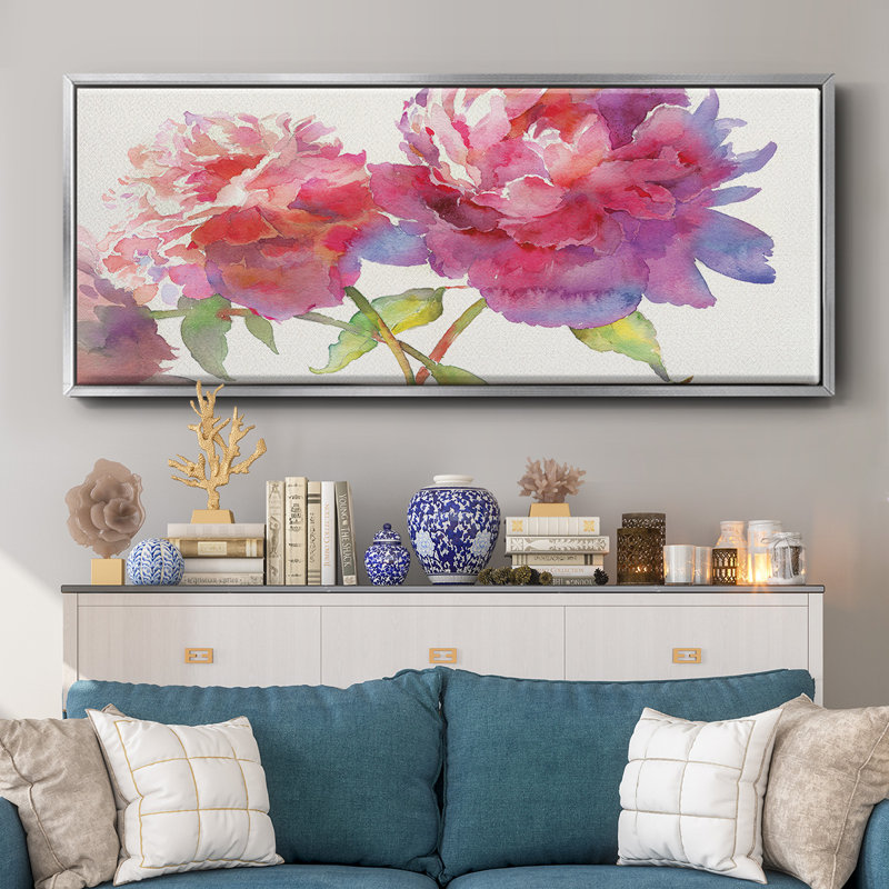 Prize Peonies II- Framed Canvas, 20" H x 50" W