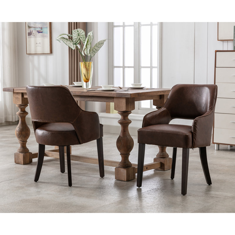 Hebah 19.5'' H Faux Leather Upholstered Armchair, Brown