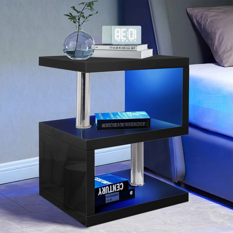 Cheo 44cm W Manufactured Wood Bedside Table, Black